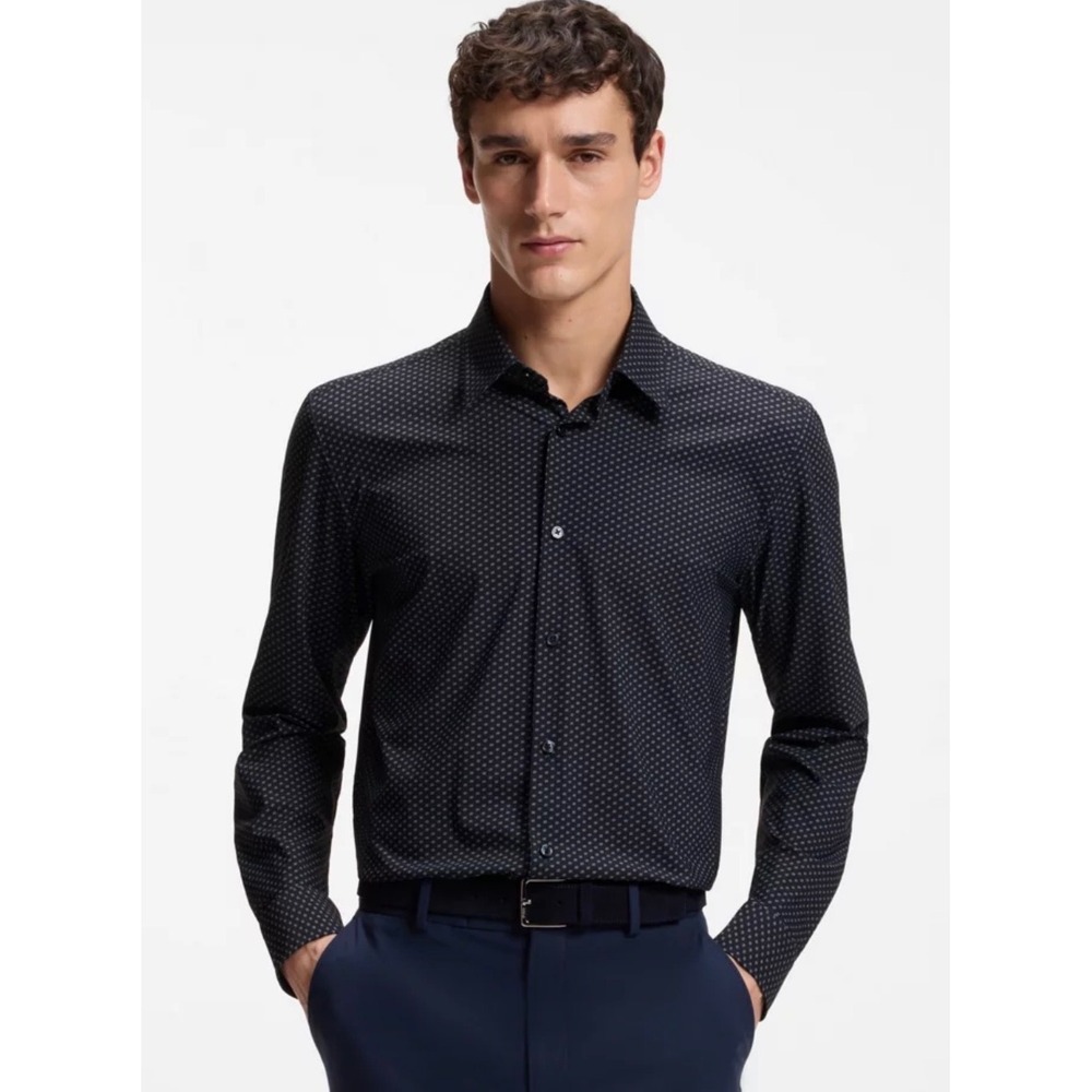 Hugo Boss P-ROAN-KENT-C1-BT Performance Shirt Black Monogram Print 4XL NWT